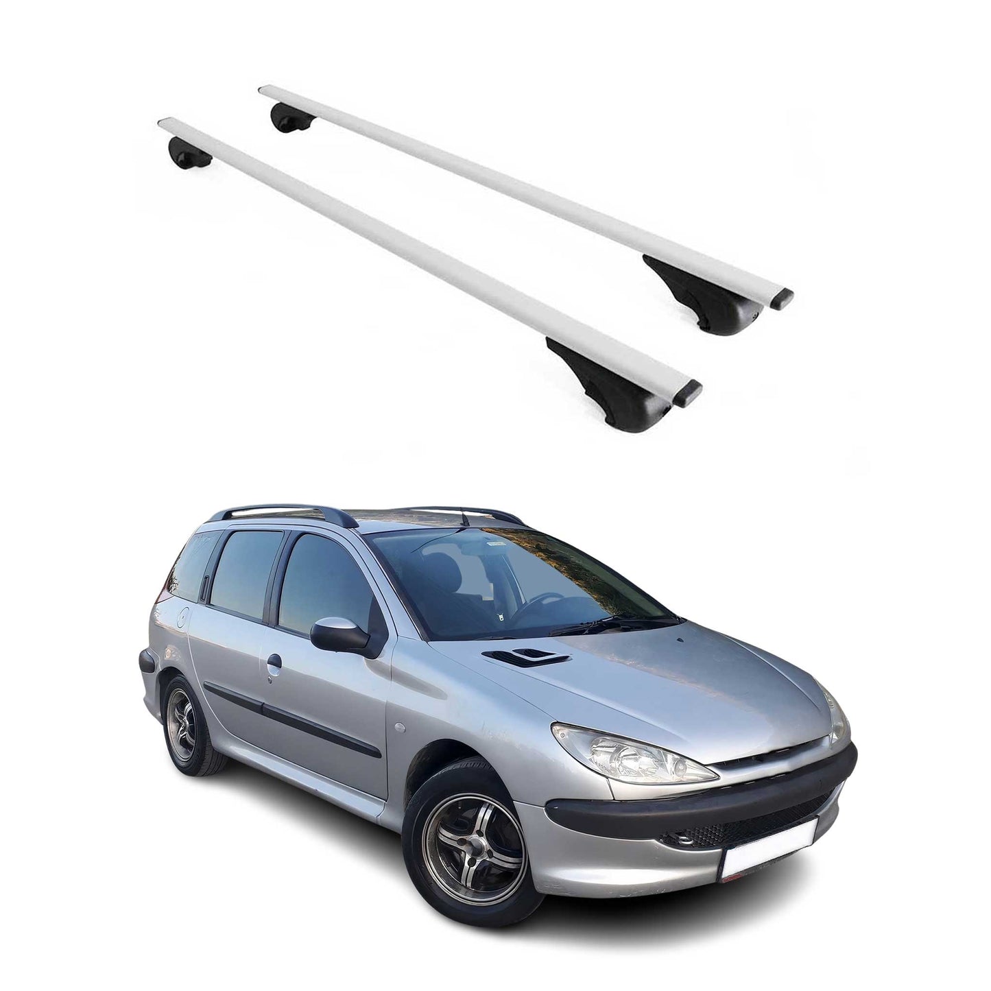 Dachträger Gepäckträger für Peugeot 206 Kombi 1998-2012 Grundträger Metall Grau