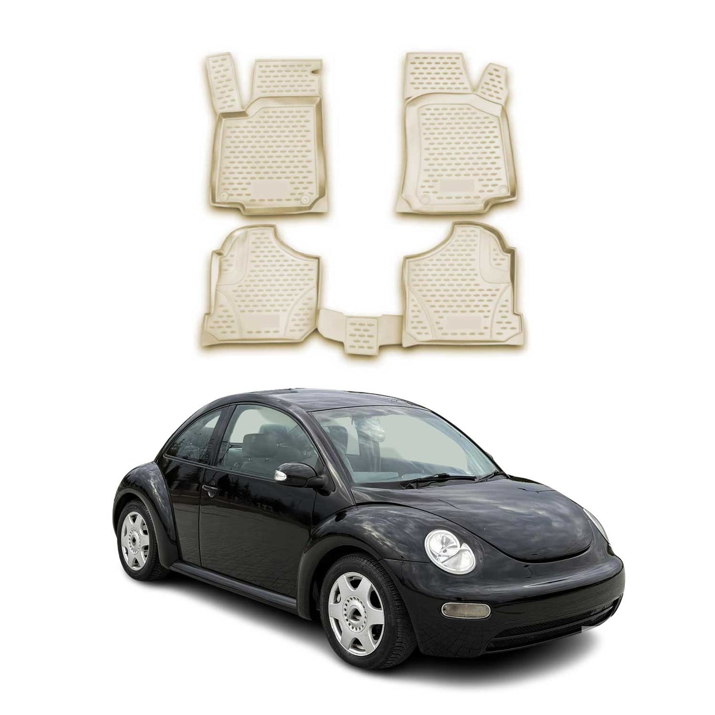 OMAC Gummimatten Fußmatten für VW Beetle 1998-2005 TPE Automatten Beige 4x