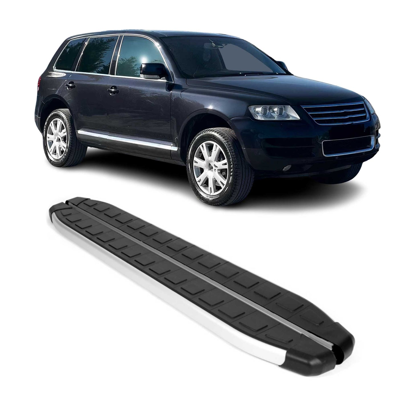 Seitenschweller Seitenbretter Trittbretter für VW Touareg 2002-2010 Alu Schwarz