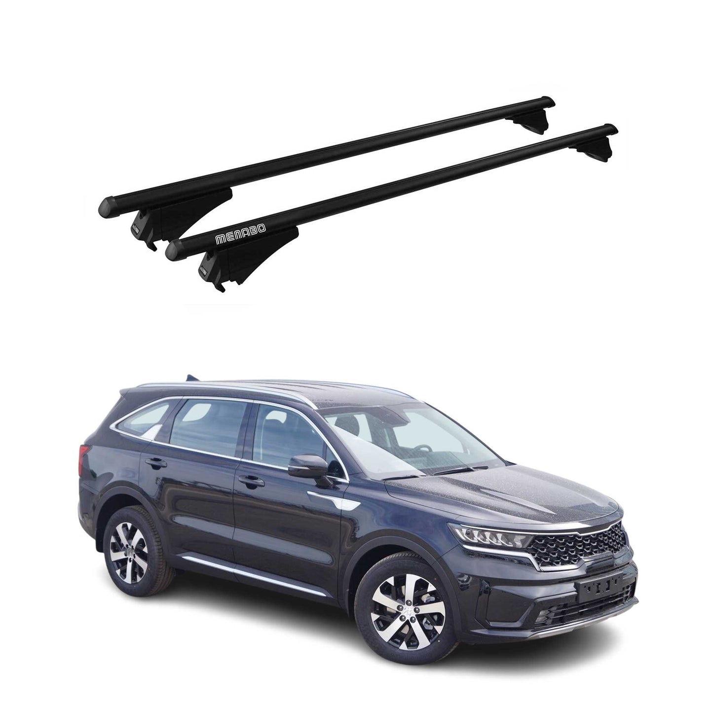 Menabo Dachträger Grundtäger für Kia Sorento MQ4 2021-2025 75kg Alu Schwarz 2x