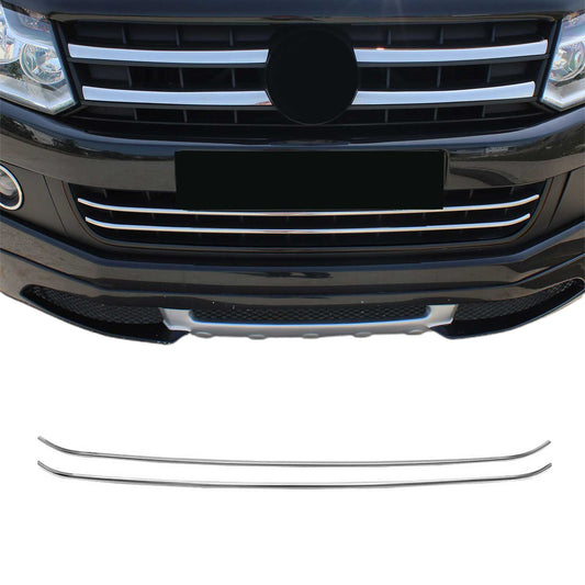 Kühlergrill Leisten Grillleisten für VW Amarok 2010-2016 Edelstahl Silber 2tlg
