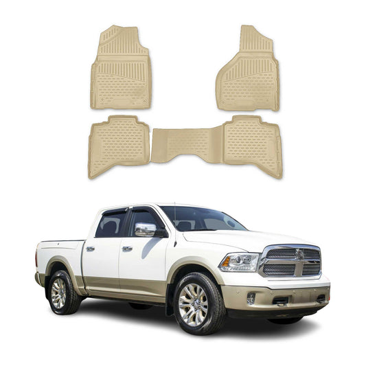 2012-2018 Dodge RAM 1500 2500 3500 Quad Cab Fußmatten Gummi Beige 4 tlg