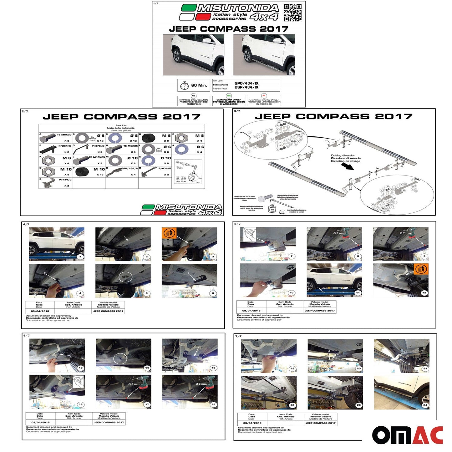 Praguri/praguri laterale din oțel inoxidabil pentru Jeep Compass 2016-2021, argintii