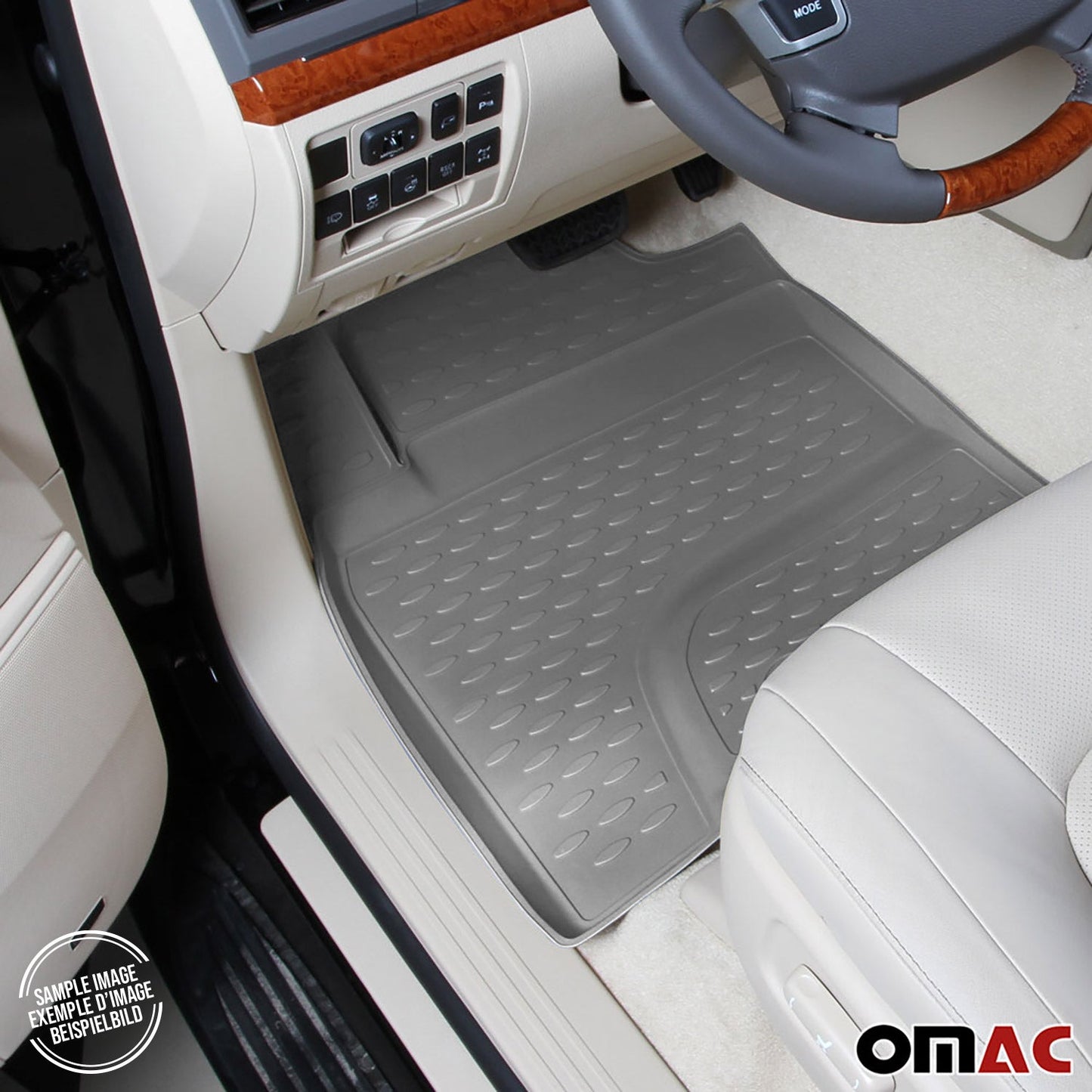 OMAC Gummimatten Fußmatten für VW Transporter T5 2003-2015 TPE Automatte Grau 2x