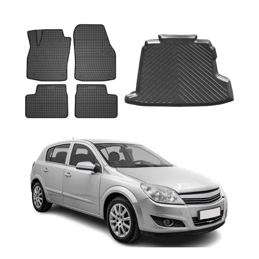 Set covorașe și portbagaj pentru Opel Astra H Sedan 2005-2010, cauciuc, 5 buc.