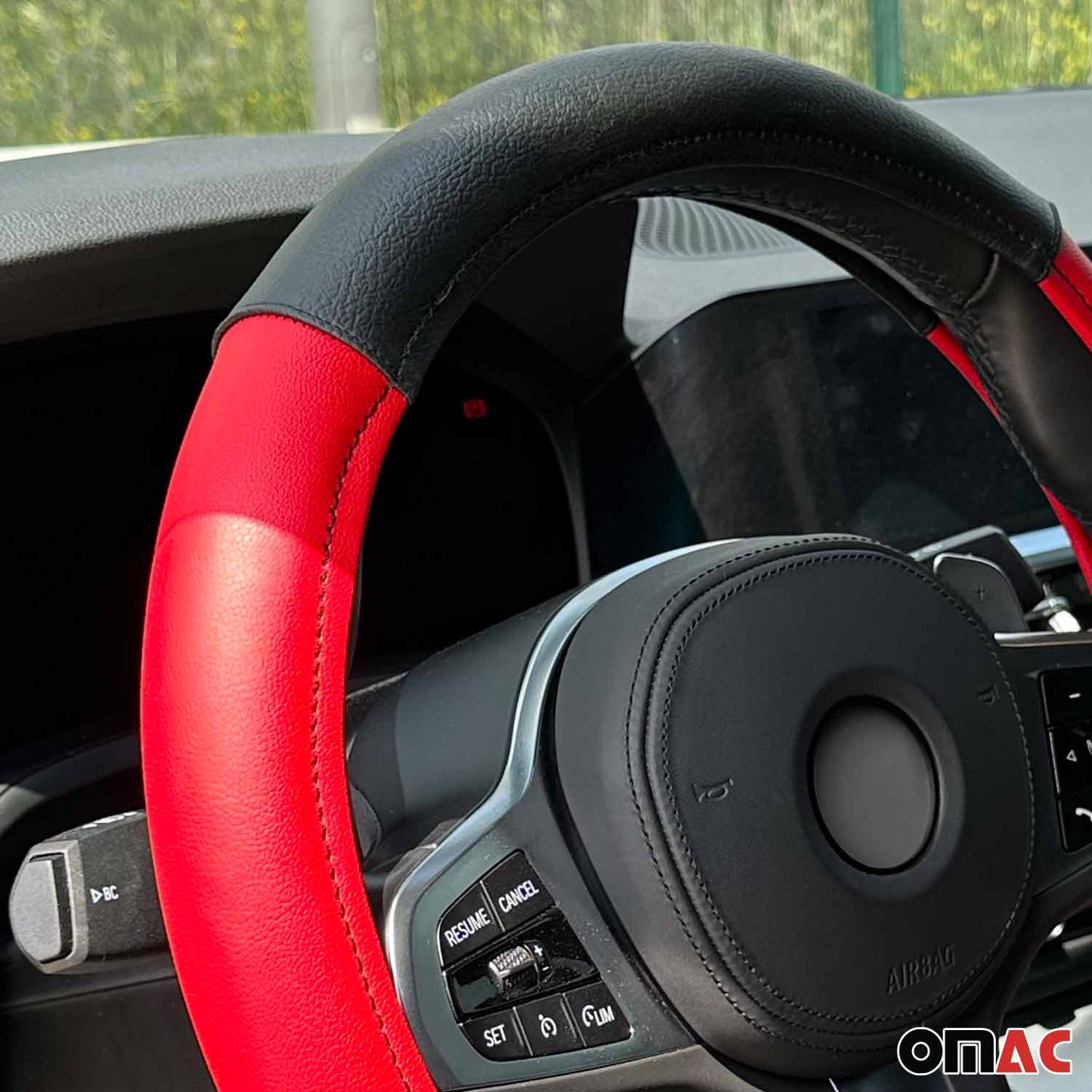 Lenkradbezug Lenkradhülle Lenkradschoner Lenkrad abdeckung Rot Schwarz Ø38-40 cm