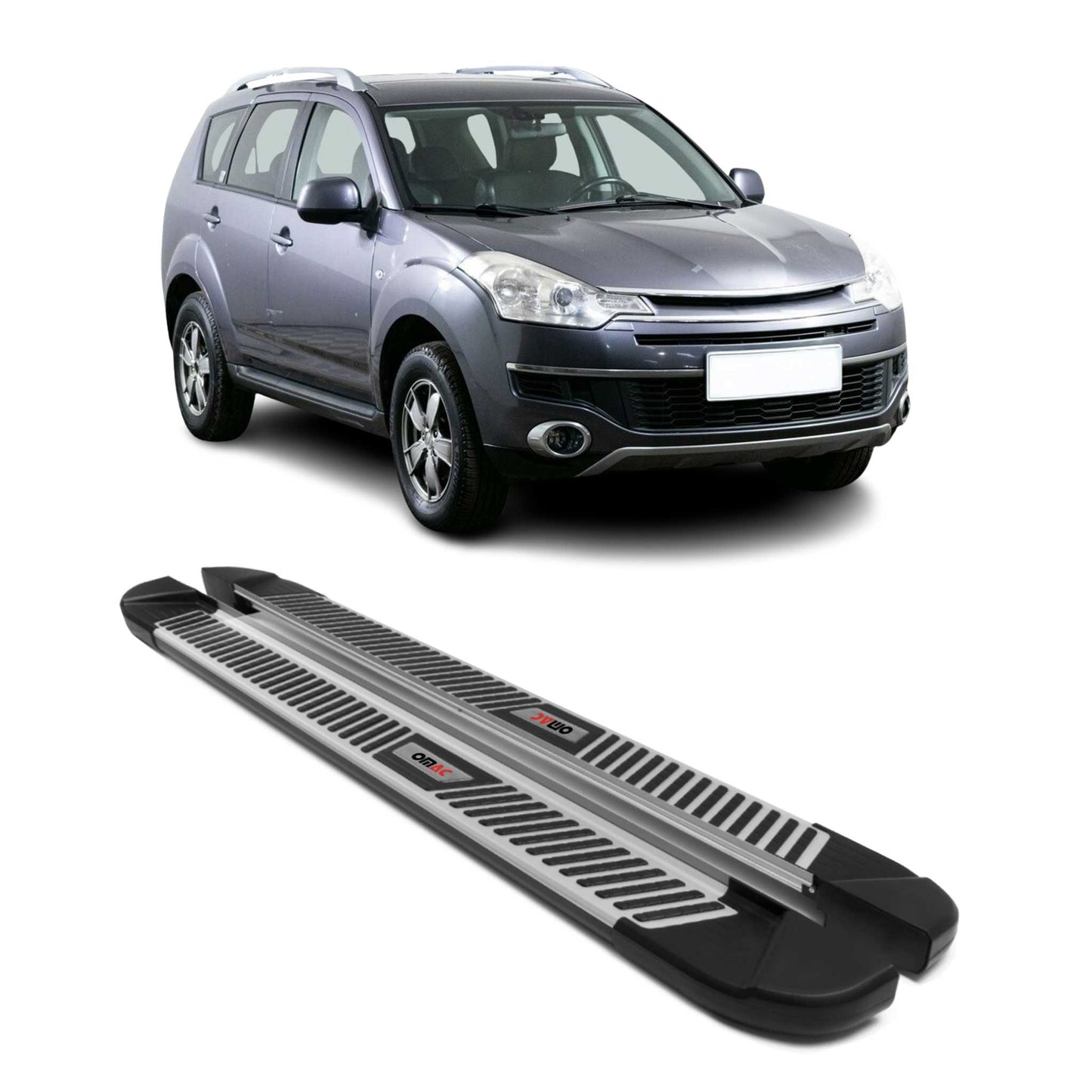 Trittbretter Seitenschweller für Citroën C-Crosser 2007-2013 Alu Grau Schwarz 2x