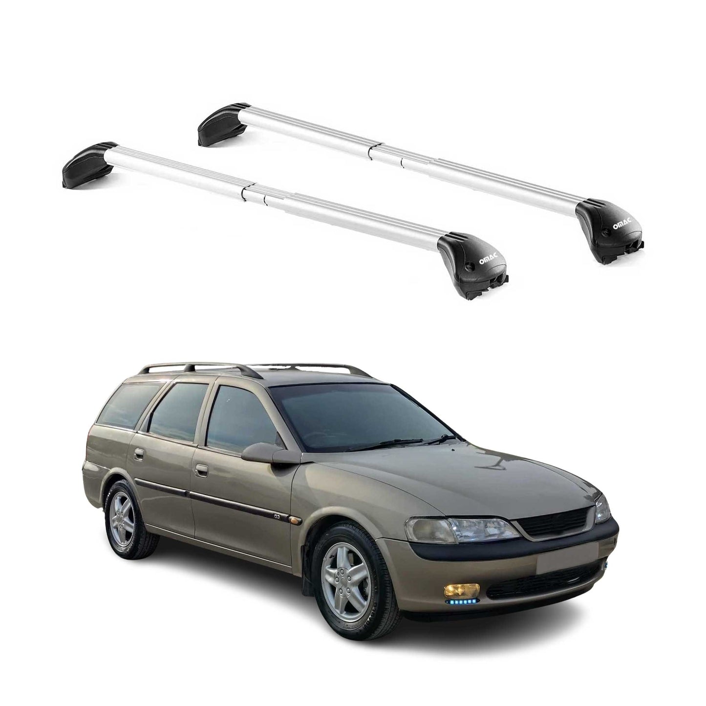 Bară de plafon pentru Opel Vectra B Estate 1995-2002 5 uși 100kg Alu Silver 2x ABE
