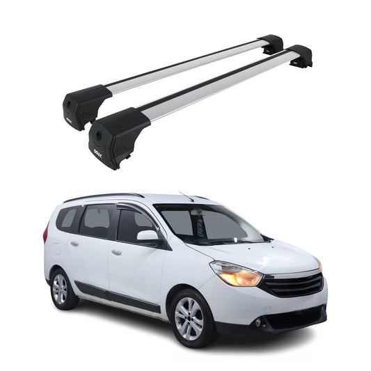 Portbagaj de plafon pentru Dacia Lodgy MPV 2012-2024 75kg aluminiu argintiu 2 buc