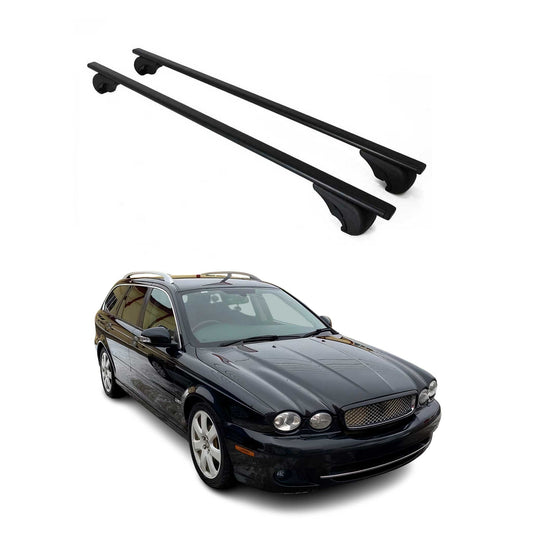 Portbagaj de plafon pentru Jaguar X-Type 2002-2009, 75kg, metal, negru, 2 bucăți