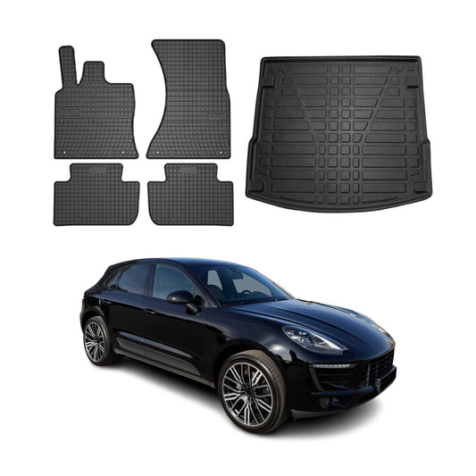 Set covorașe și portbagaj pentru Porsche Macan 2014-2025, cauciuc, negru, 5x
