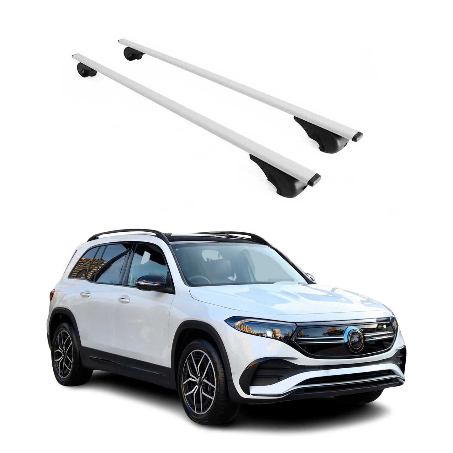 Portbagaj de plafon pentru Mercedes EQB X243 2021-2025 75kg metal argintiu 2 buc