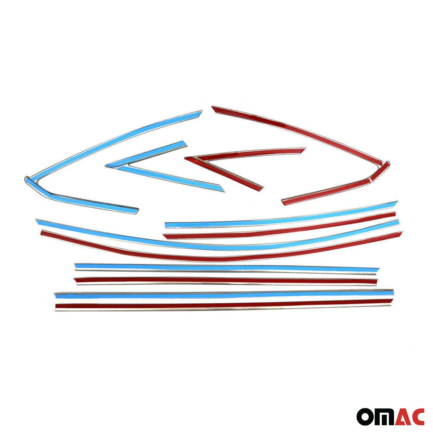 Ornamente/ramuri pentru geamuri Ford Focus 2011-2018 sedan, oțel inoxidabil, 12 buc.