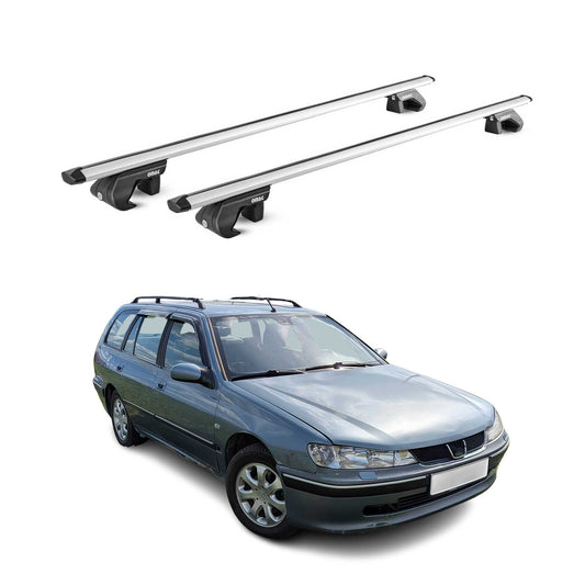 Dachträger Grundtäger für Peugeot 406 Kombi 1996-2004 90kg Alu Silber 2 tlg ABE