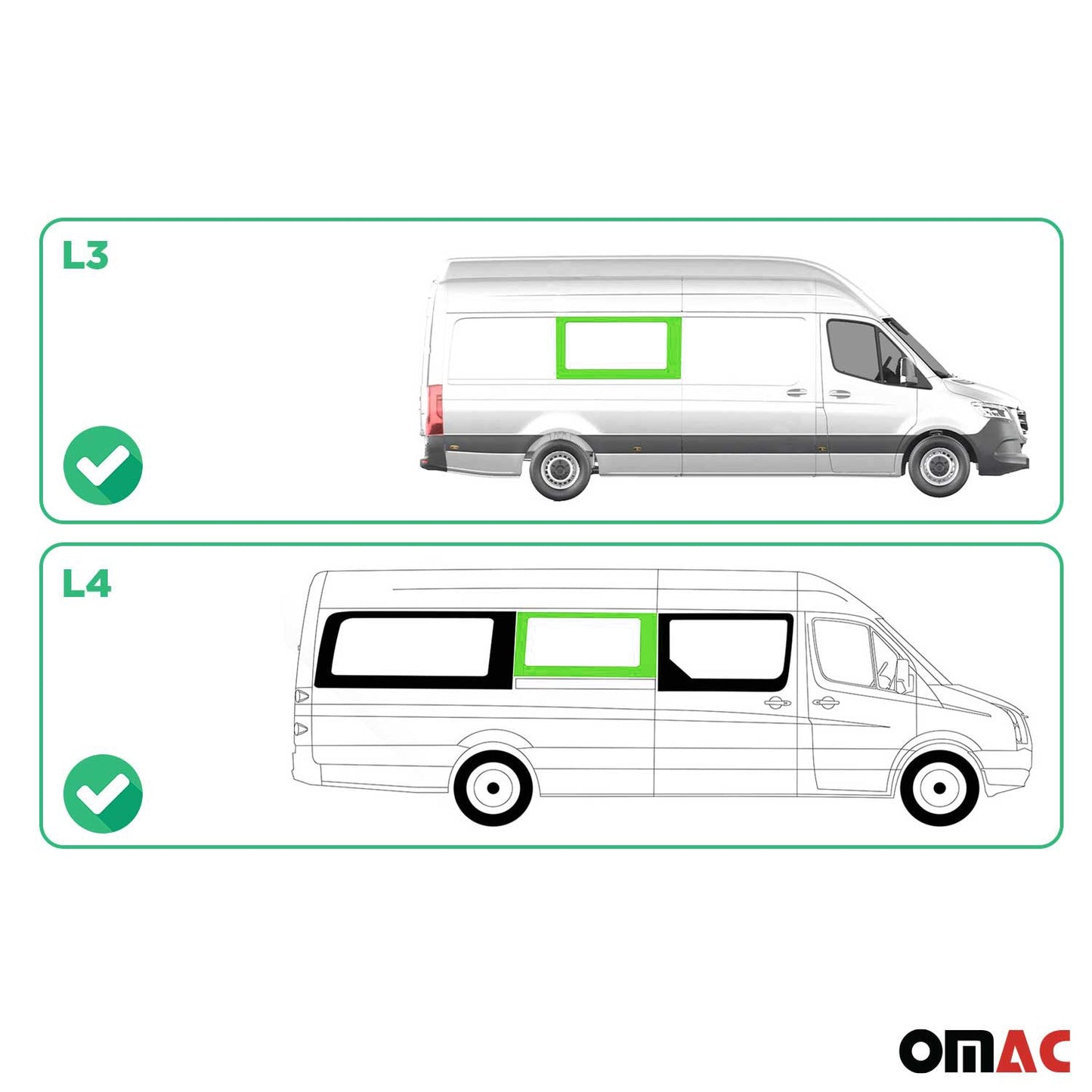 Seitenfenster Auto für Mercedes Sprinter W907 2018-2025 Schiebetür Rechts L3 L4