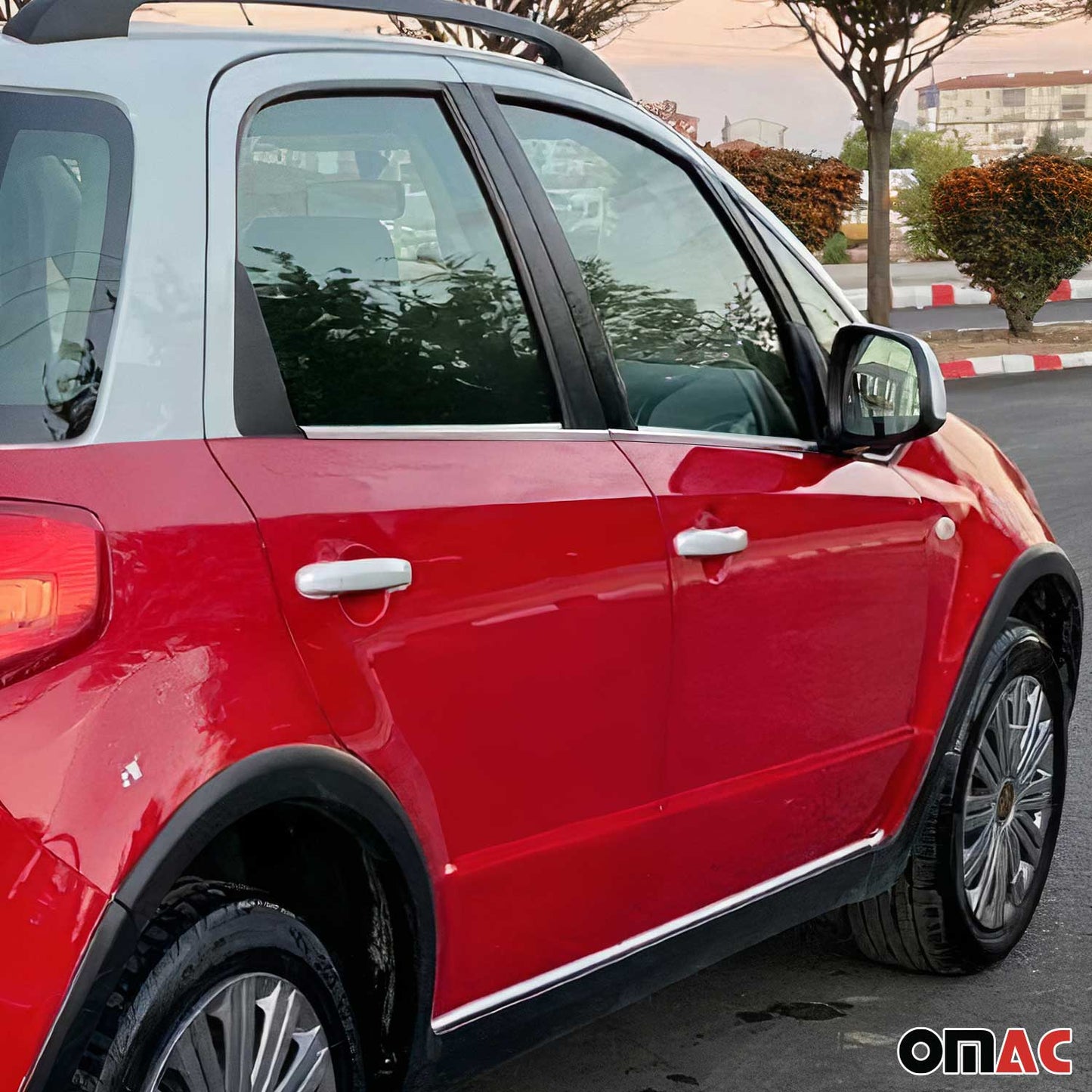 Benzi decorative pentru geamuri Suzuki SX4 2013-2025, oțel inoxidabil cromat, 4 bucăți