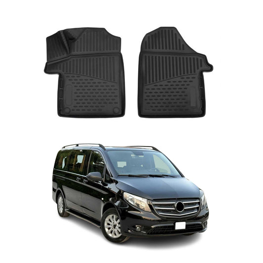 2014-2025 Mercedes Vito W447 Fußmatten TPE Schwarz 2 tlg