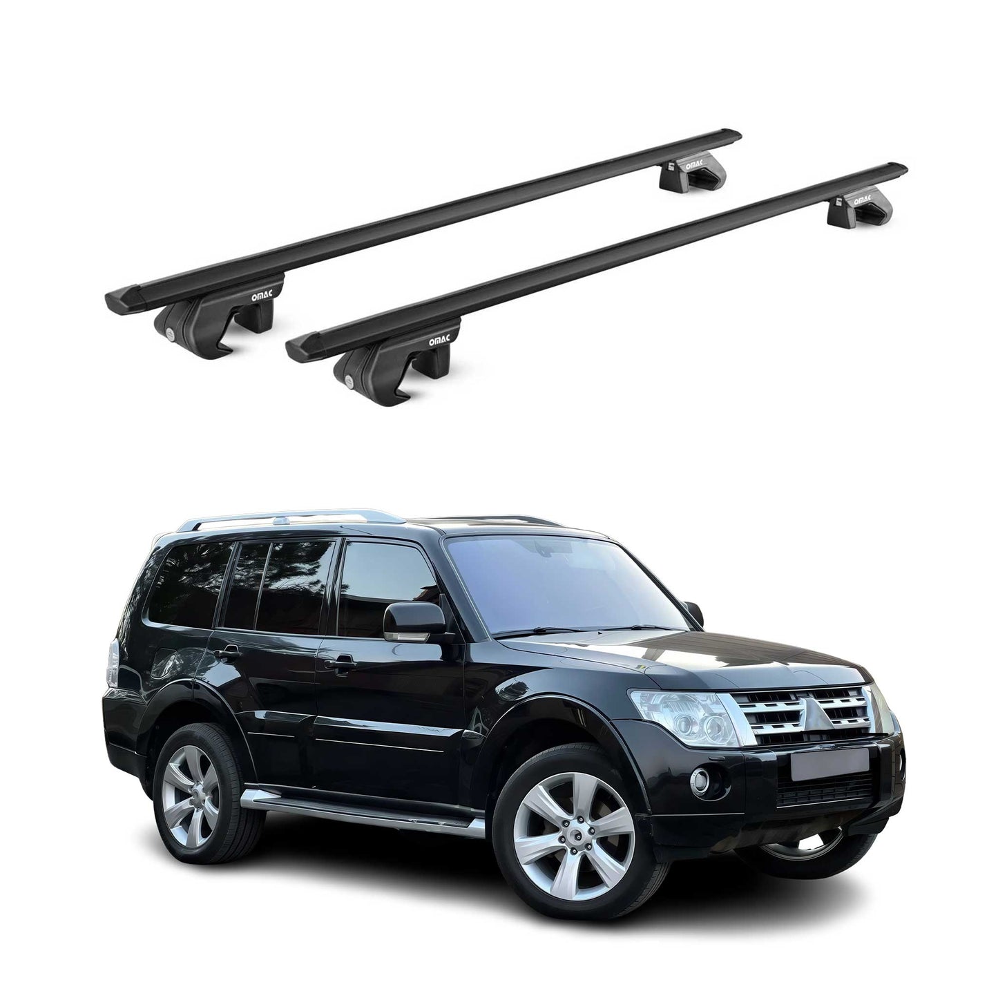 Dachträger für Mitsubishi Pajero V80 2006-2021 3-5 tür 90kg Alu Schwarz 2x ABE