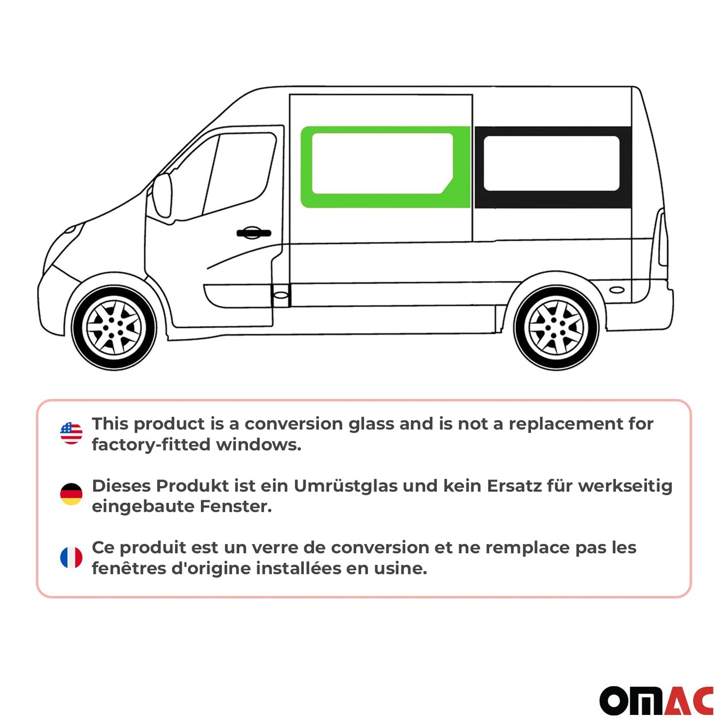 Seitenfenster Sicherheitsglas für Opel Movano 2010–2021 Vorne Links L1