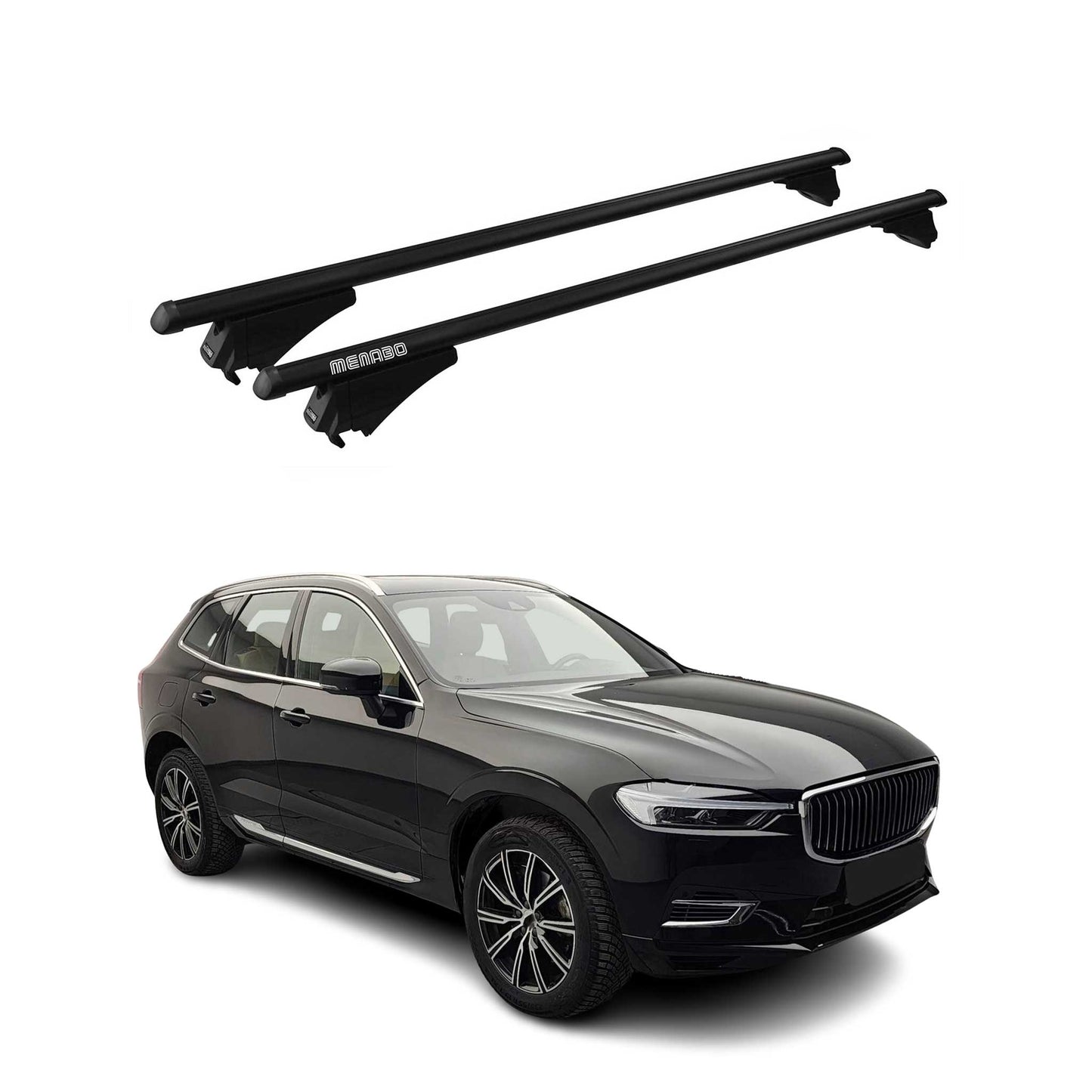Menabo Dachträger Grundtäger für Volvo XC60 mk2 2017-2025 75kg Alu Schwarz 2 tlg