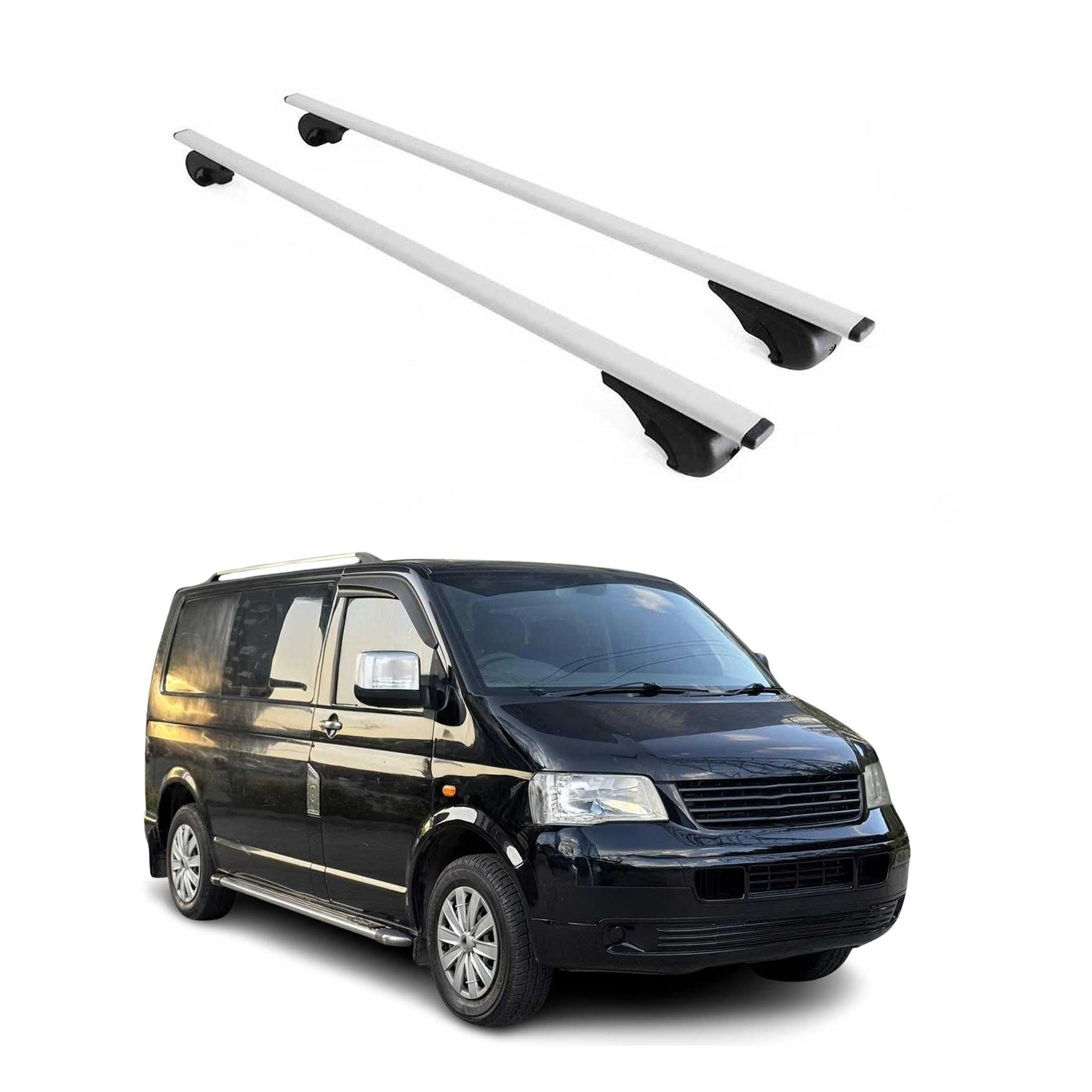 Portbagaj de plafon pentru VW Transporter T5 2003-2015 75kg metal argintiu 2 buc