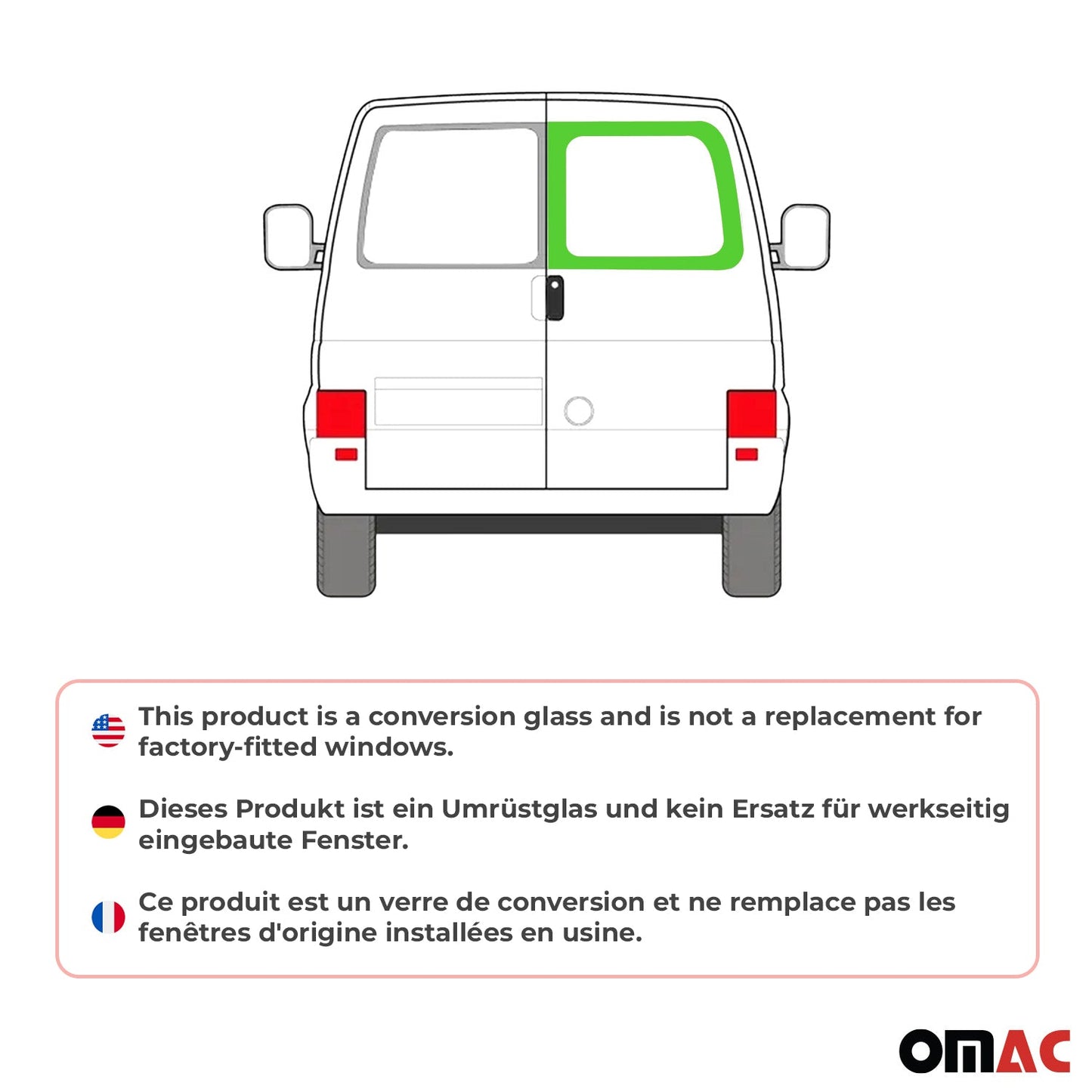 Heckscheibe Fenster für VW T4 Transporter 1990-2003 Doppelflügeltür Rechts L1 L2