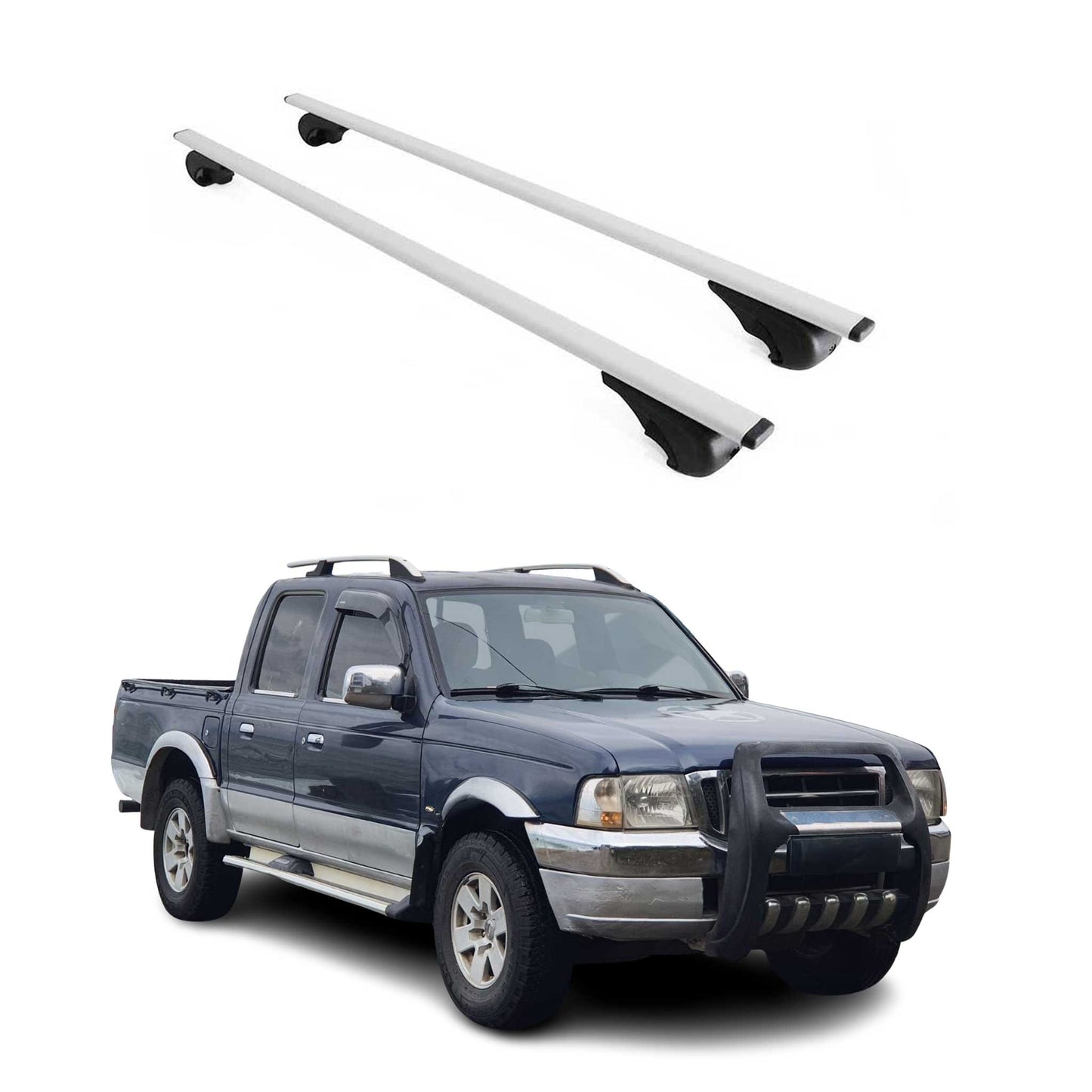 Dachträger Grundtäger für Ford Ranger 1999-2022 75kg Metall Silber 2 tlg