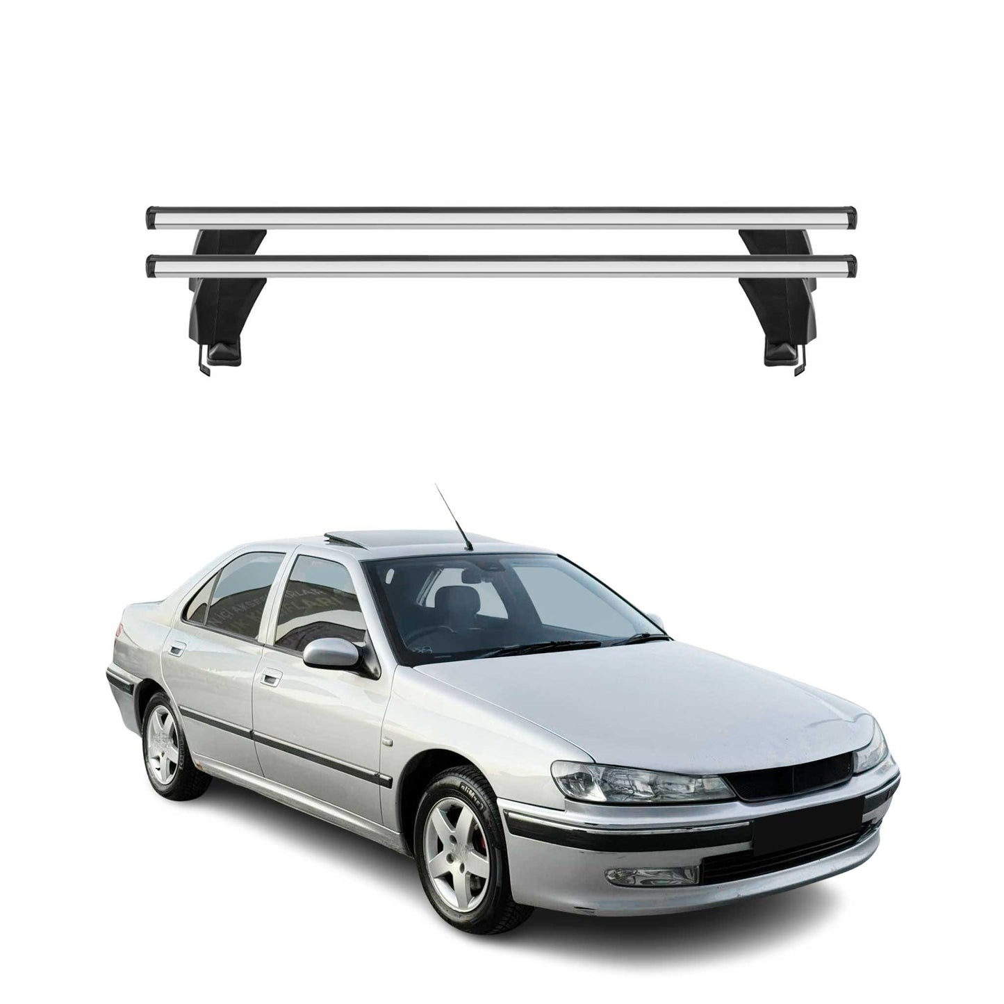 Menabo Dachträger Grundtäger für Peugeot 406 1995-2004 50kg Alu Silber 2 tlg