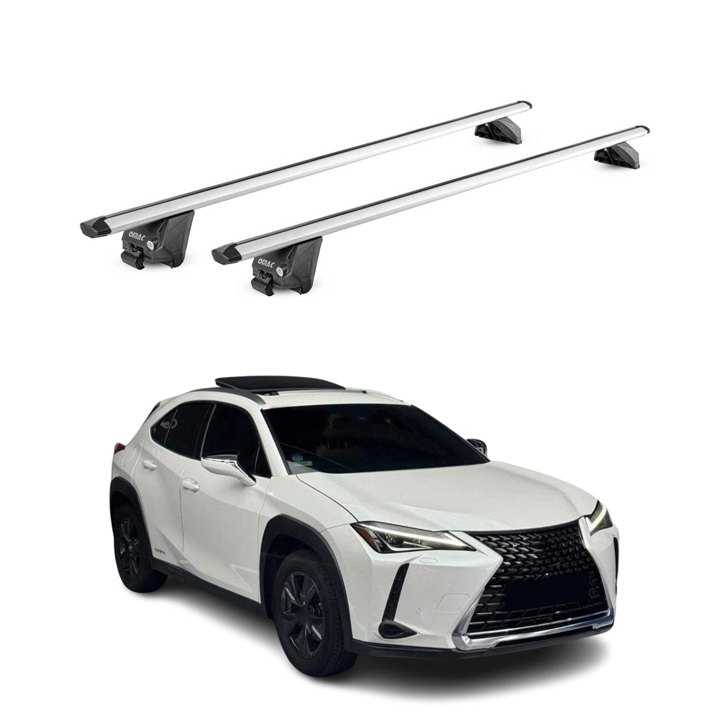 Dachträger Grundtäger für Lexus UX 2018-2025 100kg Aluminium Silber 2tlg ABE