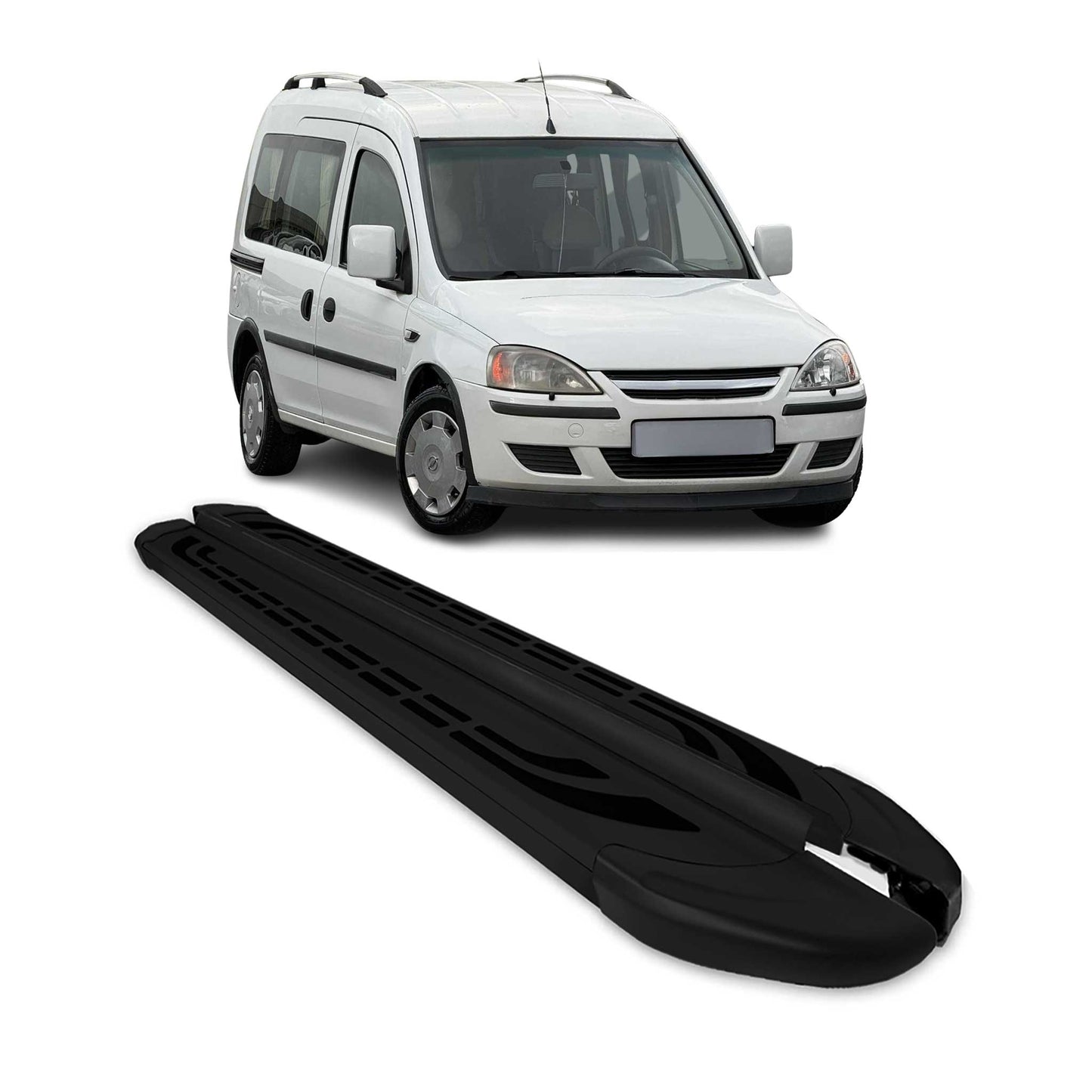 Trittbretter Seitenschweller für Opel Combo 2001-2011 Schwarz Aluminium 2 tlg