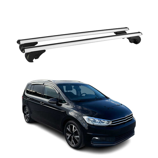Portbagaj de plafon pentru VW Touran mk2 2015-2025 75kg aluminiu argintiu 2 buc