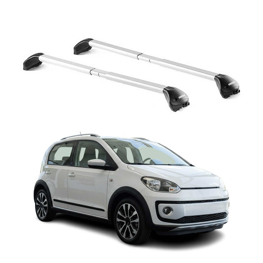 Portbagaj de plafon pentru VW Up Cross 2013-2019 5 uși 100 kg aluminiu argintiu 2 piese ABE