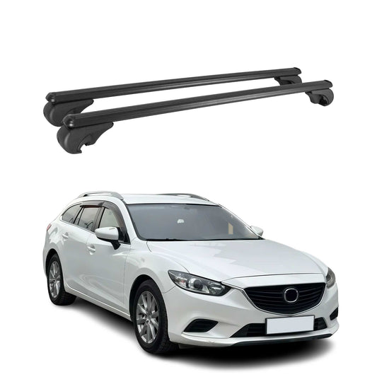 Dachträger für Mazda 6 Sport Kombi 2013-2020 Gepäckträger Aluminium Schwarz 2x