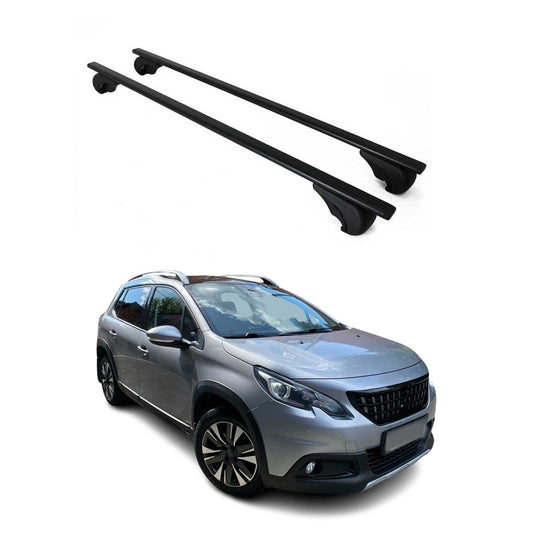 Portbagaj de plafon pentru Peugeot 2008 2013-2019 75kg, negru metalic, 2 buc.