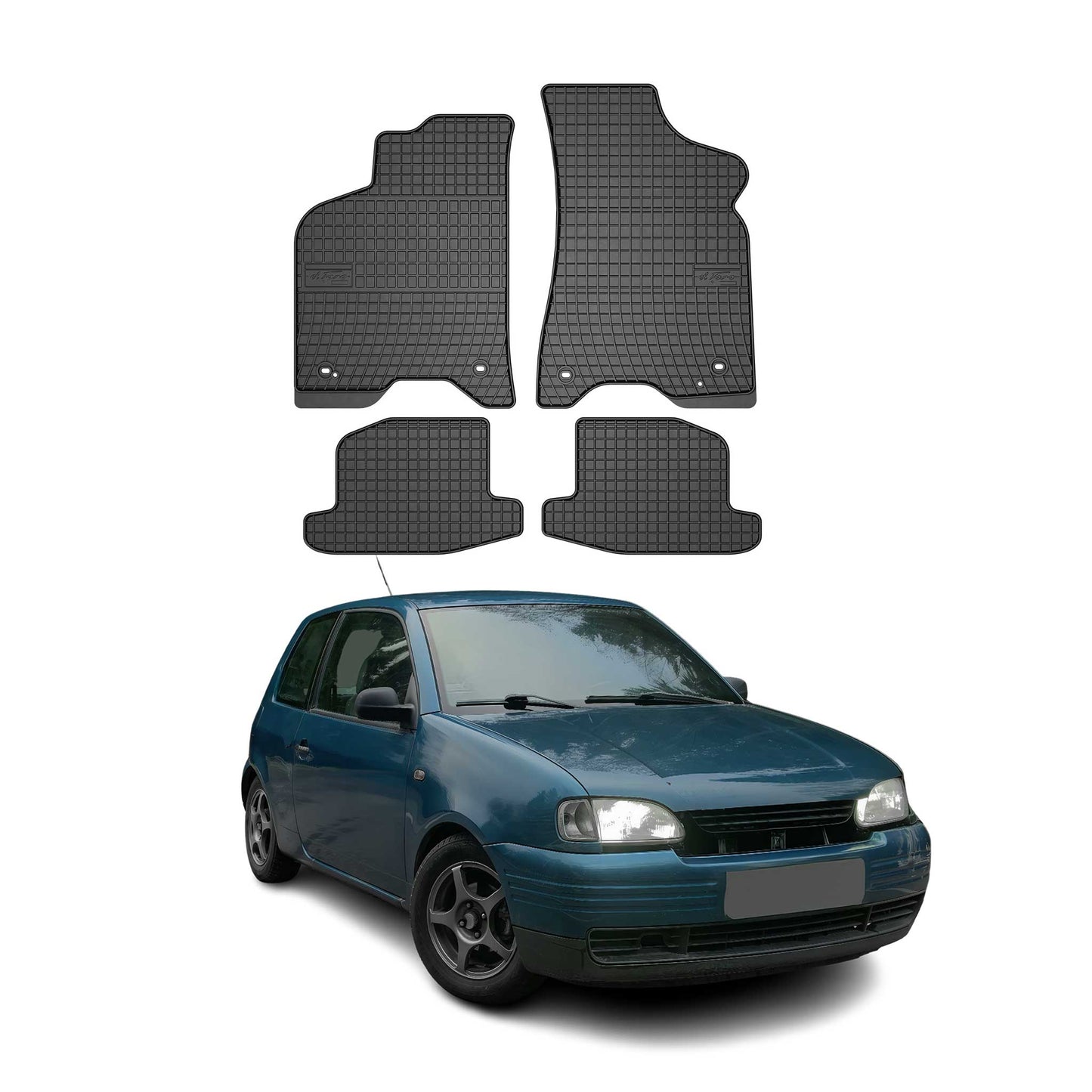 OMAC Gummi Fußmatten für Seat Arosa 1997-2005 Automatten Gummi Schwarz 4tlg