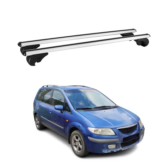 Portbagaj de plafon pentru Mazda Premacy 1999-2004 75kg aluminiu argintiu 2 piese