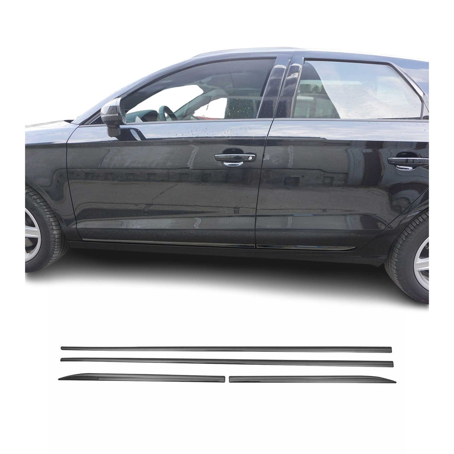 Seitentürleiste Türschutzleiste für VW Golf Variant 2013-2019 Chrom Dunkel 4x