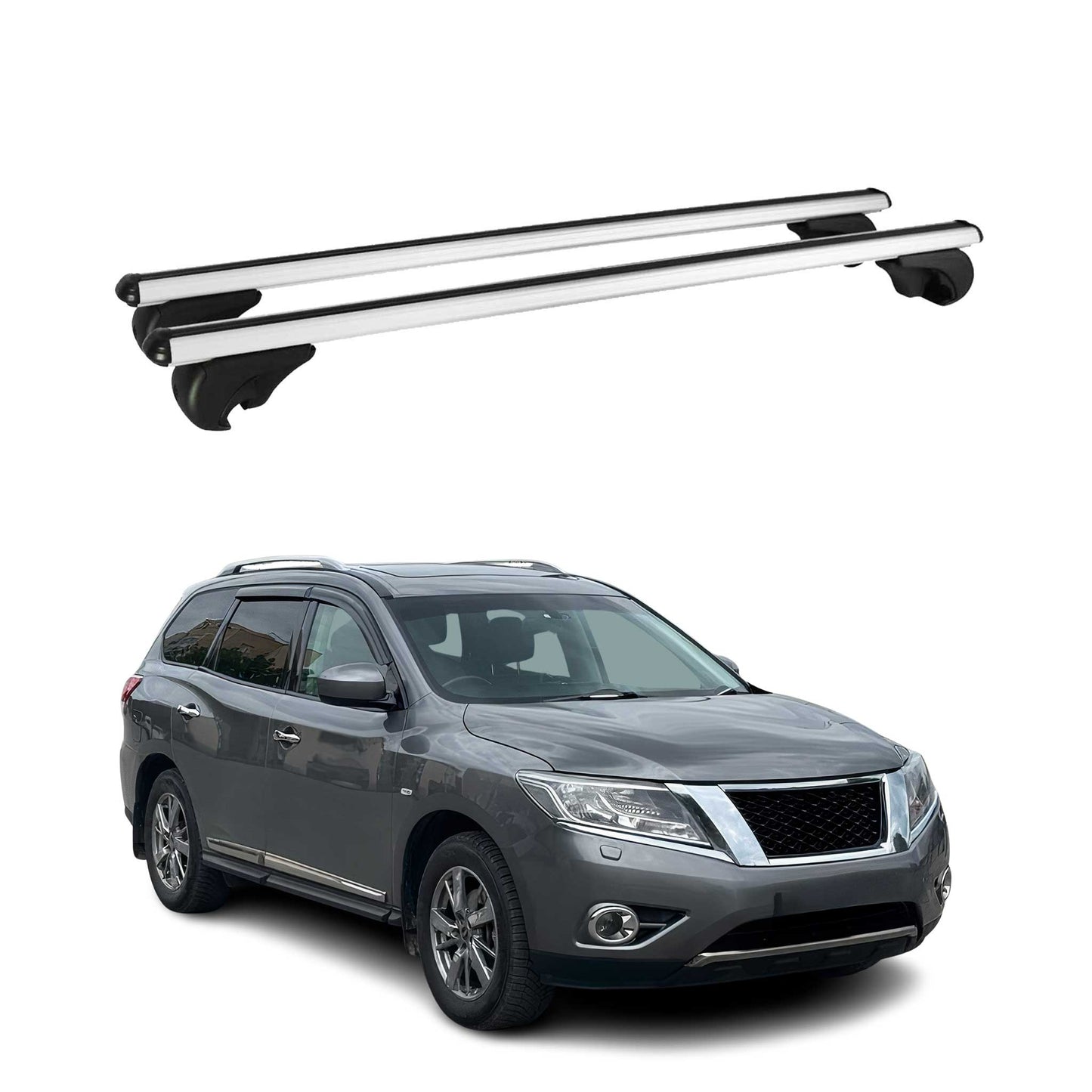 Portbagaj de plafon pentru Nissan Pathfinder R52 2013-2020 75kg aluminiu argintiu 2 piese