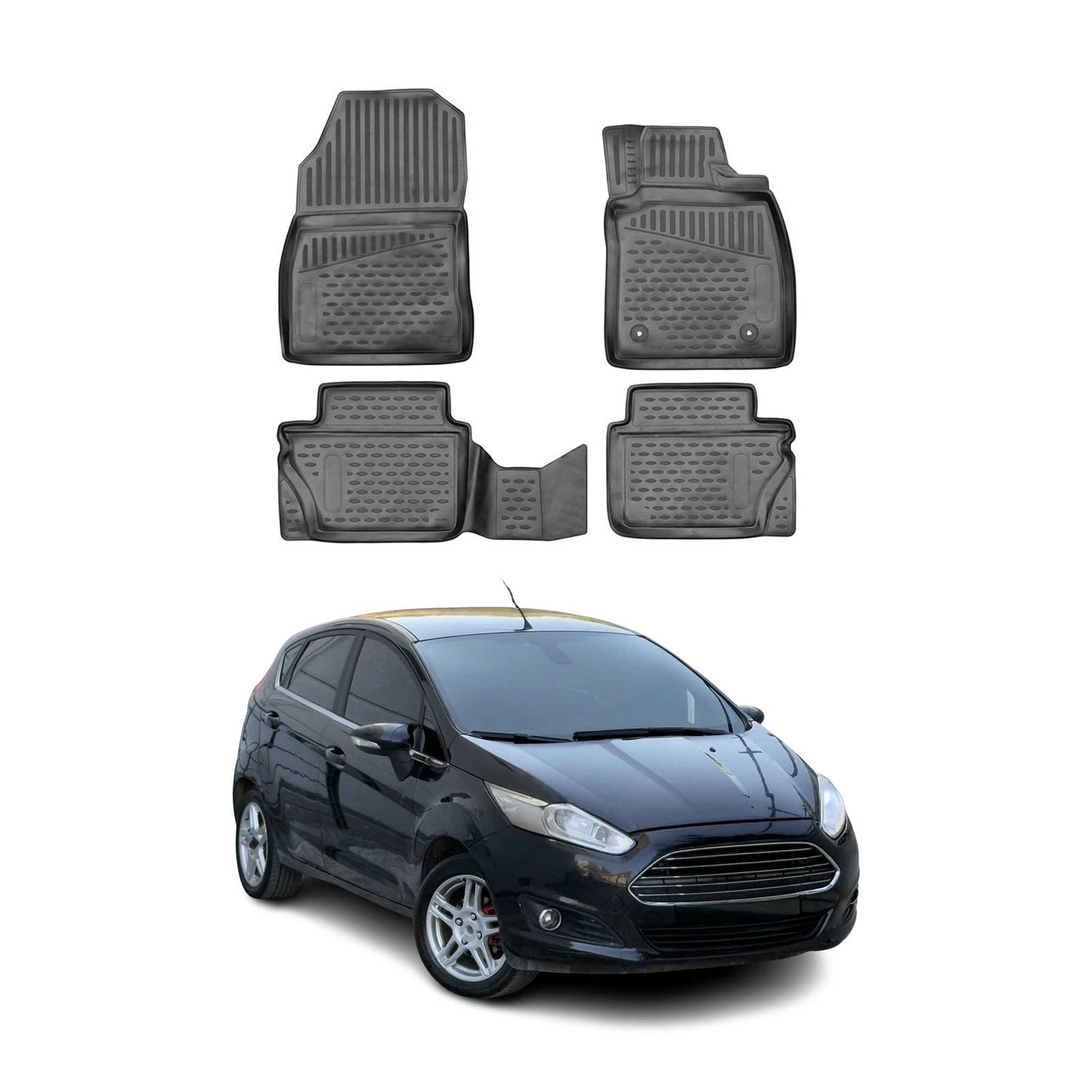 Covorașe auto Ford Fiesta 2015-2024, TPE, negre, 4 buc.