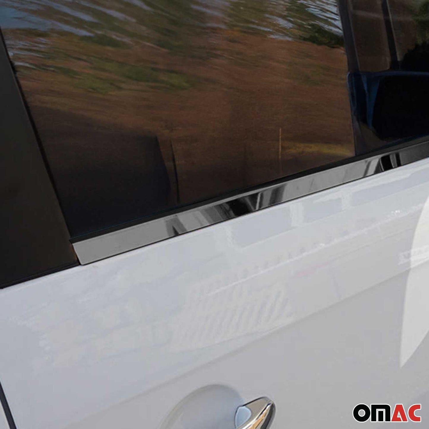 Benzi decorative pentru geamuri pentru VW Caddy 2015-2020, oțel inoxidabil, culoare închisă, set 2 piese