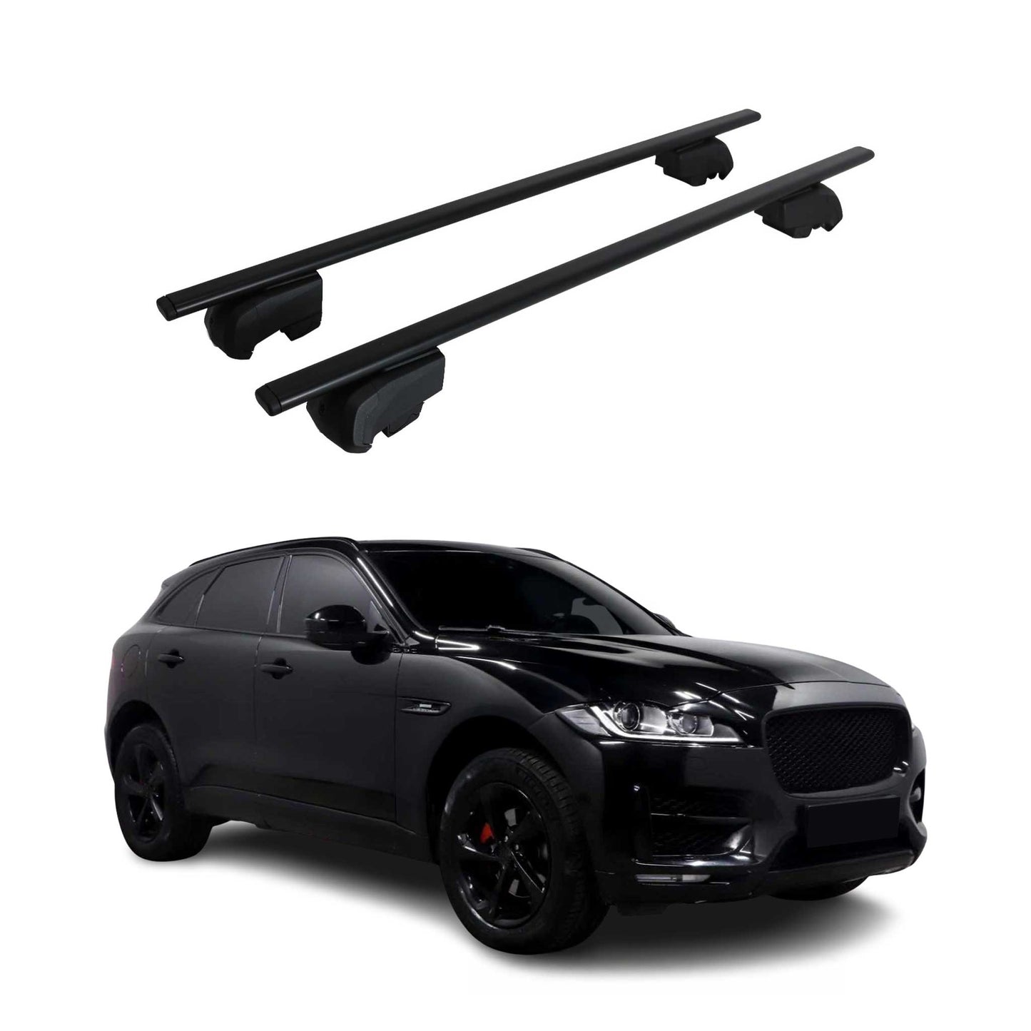 Portbagaj de plafon pentru Jaguar F-Pace 2016-2025 75kg, negru metalic, 2 buc.