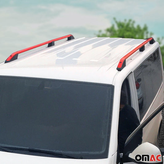 Dachreling Dachgepäckträger für VW Caddy Maxi 2003-2020 Aluminium Rot Schwarz 2x