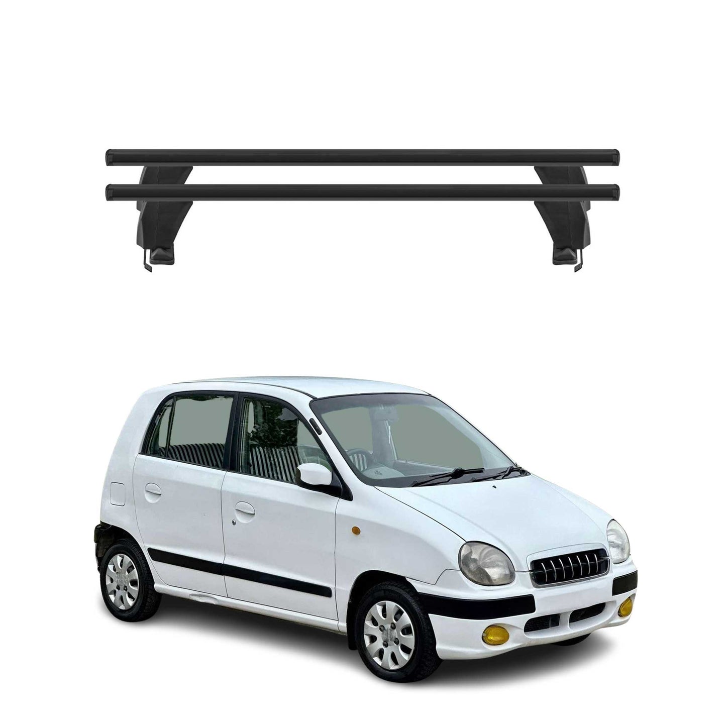 Menabo Portbagaj de plafon pentru Hyundai Atos Prime 1999-2008, aluminiu, negru, 2 bucăți
