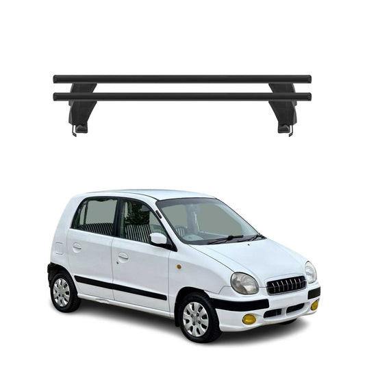 Menabo Portbagaj de plafon pentru Hyundai Atos Prime 1999-2008, aluminiu, negru, 2 bucăți