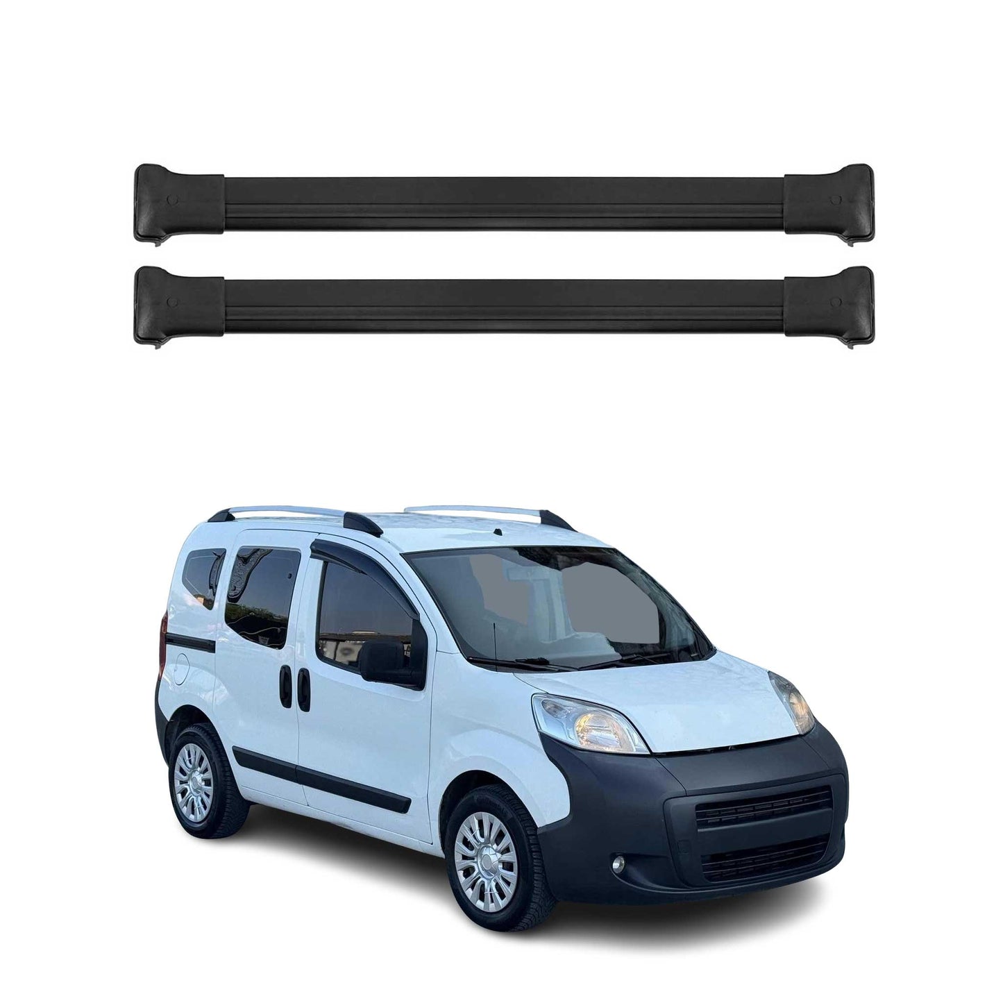 Portbagaj de plafon pentru Peugeot Bipper 2007-2017 75kg aluminiu negru 2 buc