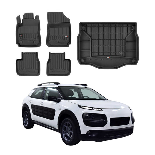 OMAC Fußmatten & Kofferraumwanne Set für Citroen C4 Cactus 2014-2020 Gummi 5x