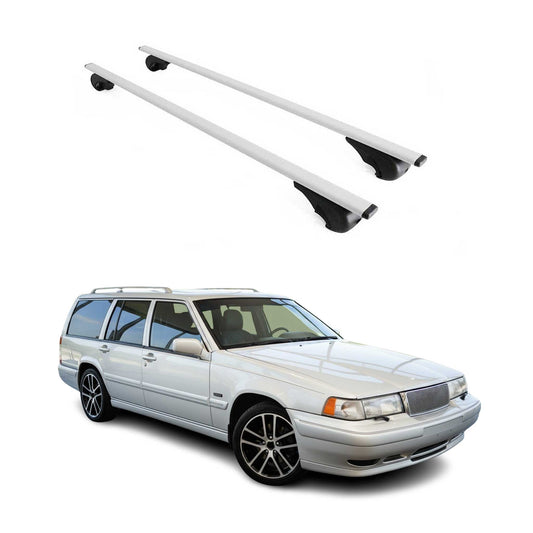 Portbagaj de plafon pentru Volvo V90 1997-1999 75kg metal argintiu 2 buc