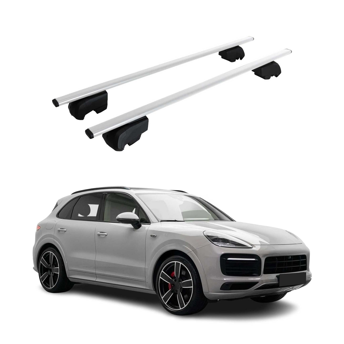 Portbagaj de plafon pentru Porsche Cayenne 2018-2025 75kg metal argintiu 2 buc