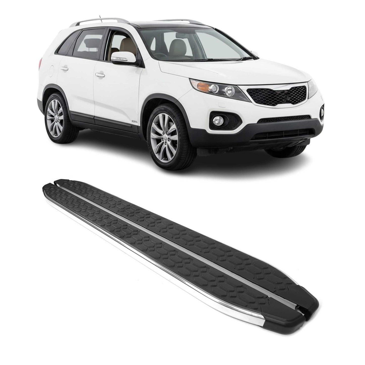 Trittbretter Seitenschweller für Kia Sorento 2 XM 2009-2013 Stahl Schwarz Grau