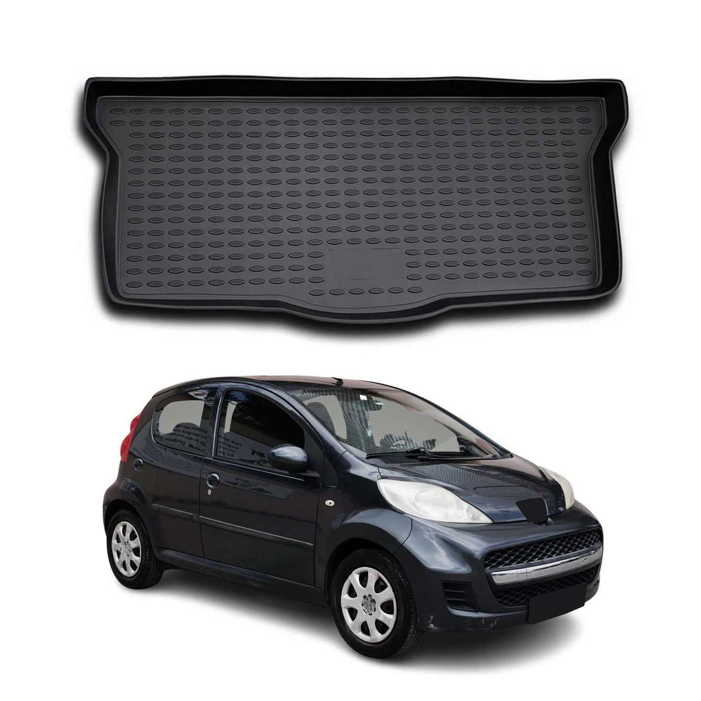 Kofferraummatte Kofferraumwanne für Peugeot 107 2005-2014 Gummi TPE Schwarz